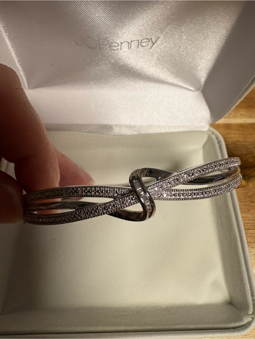 NWT Sterling Silver and Diamond Bangle Bracelet - Picture 3 of 6